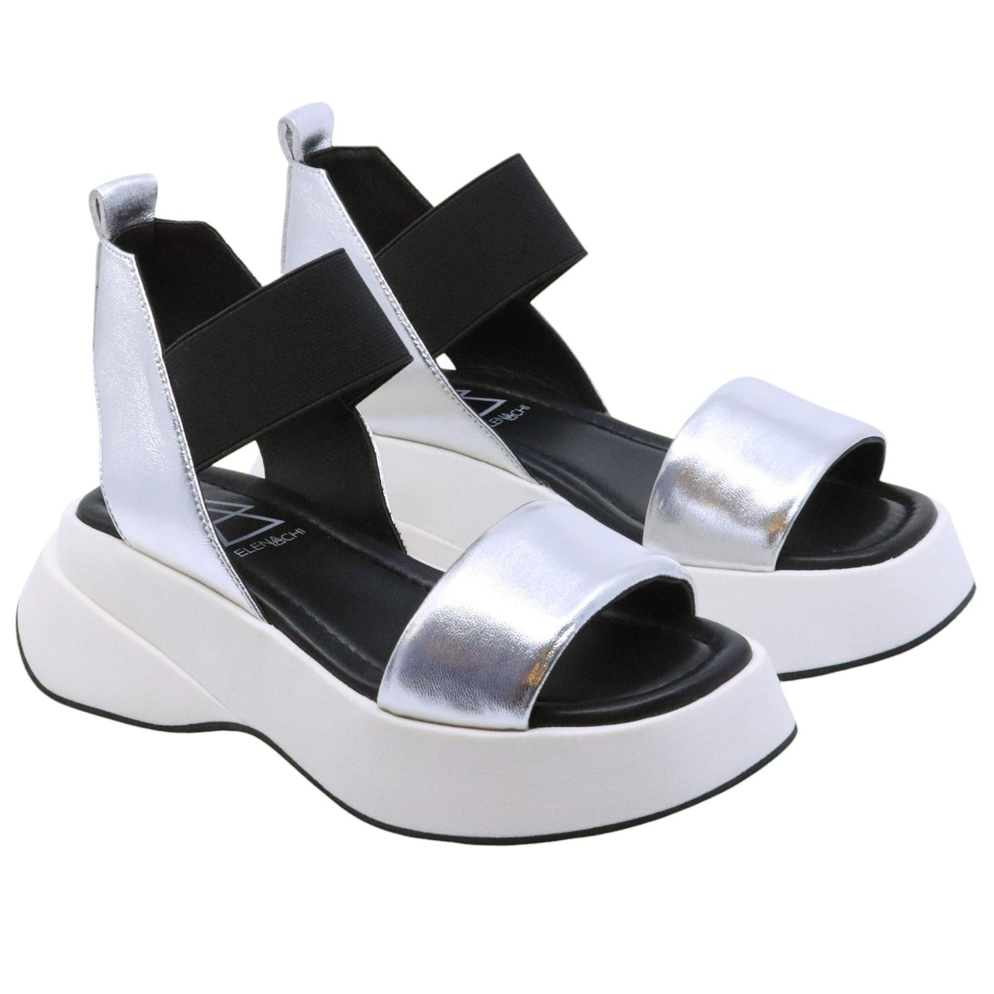 Sandalo donna Elena Iachi C22 in pelle argento 