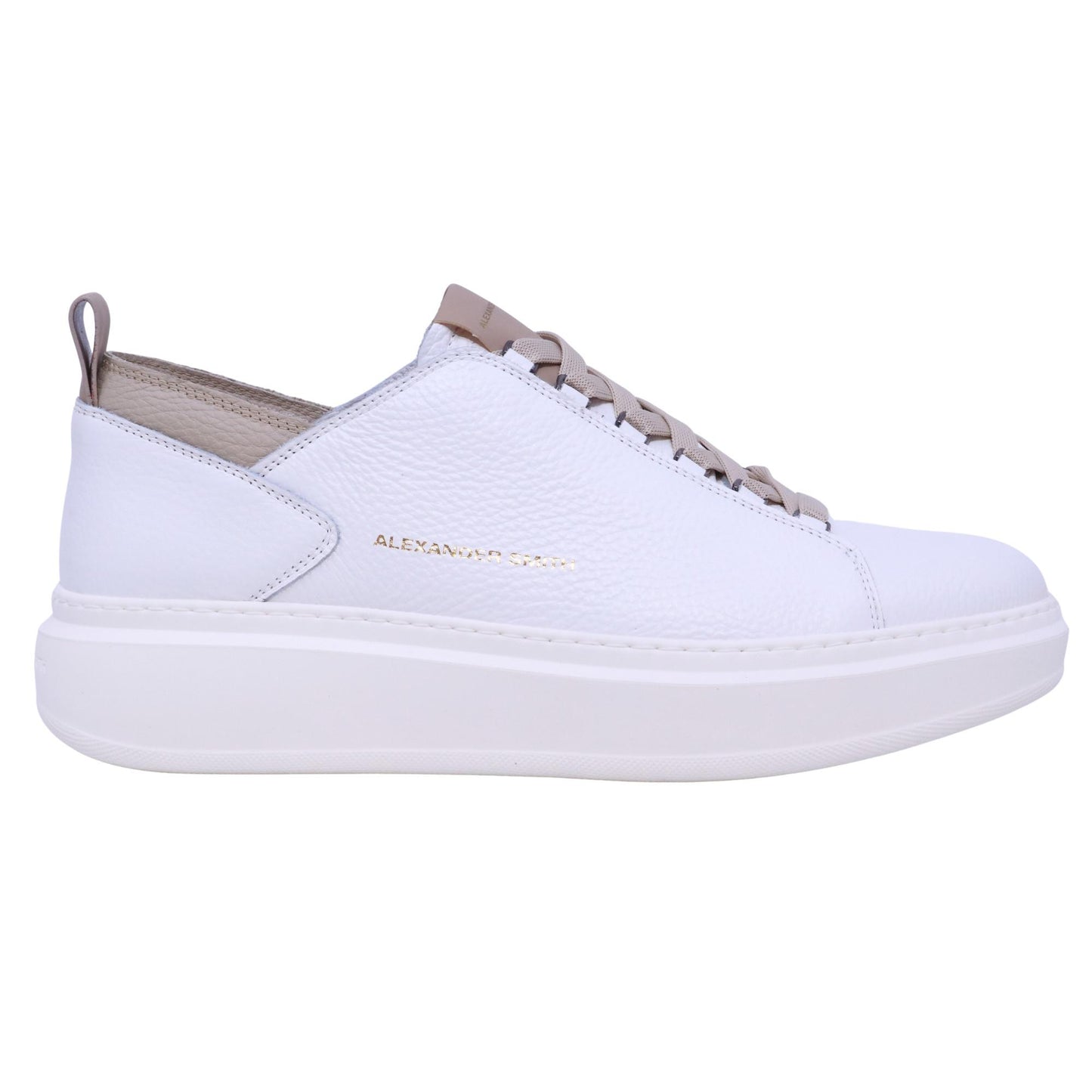 Alexander Smith Wembley Deconstructed White Dark Ivory sneaker uomo in pelle bianca 
