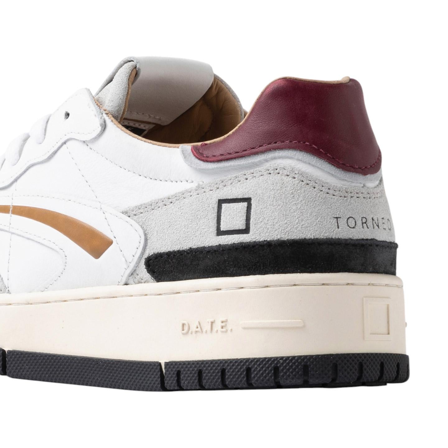 D.A.T.E. Torneo Pure Vintage Calf sneaker uomo pelle bianco-bordeaux 