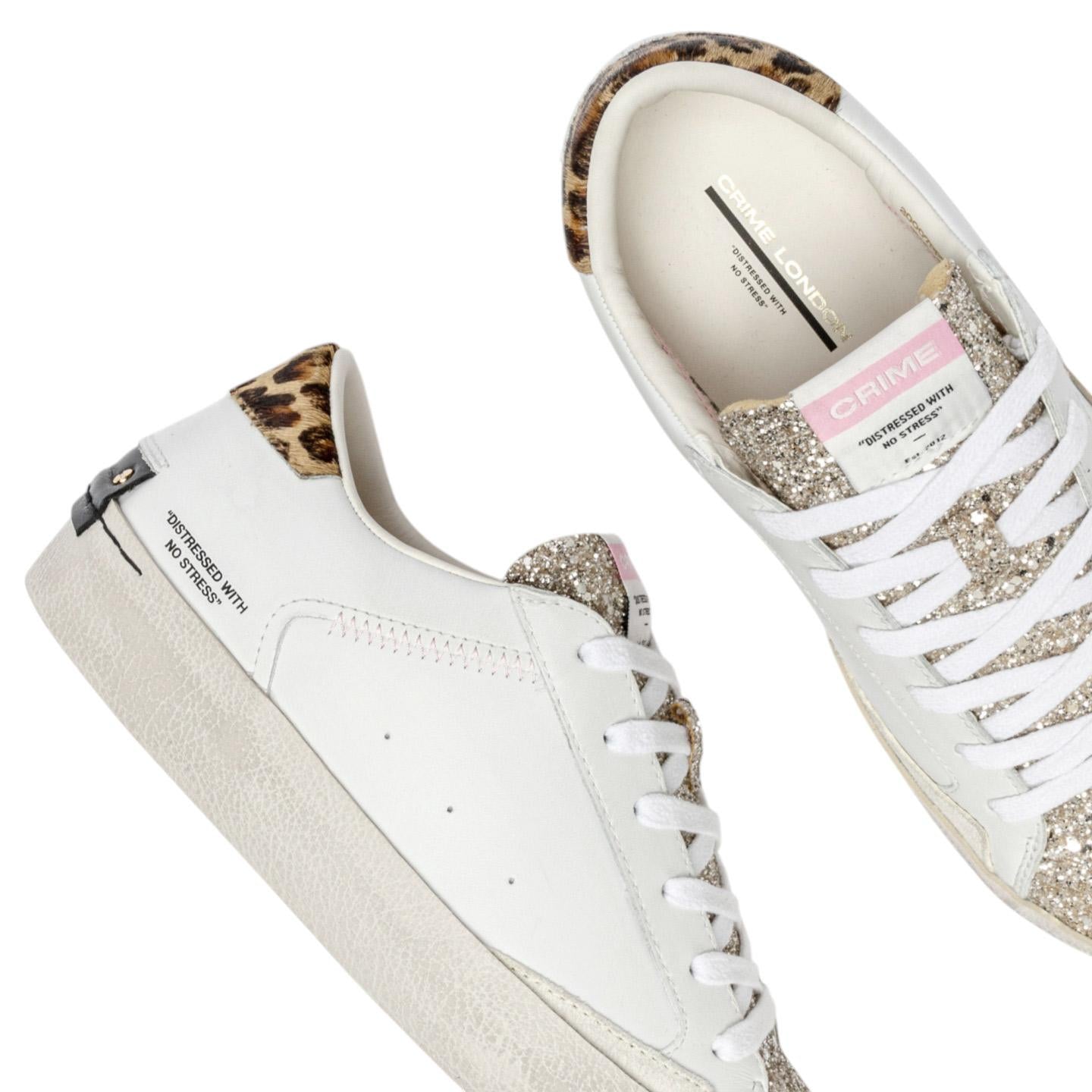 Sneaker donna Crime London Distressed 20007 in pelle bianca 
