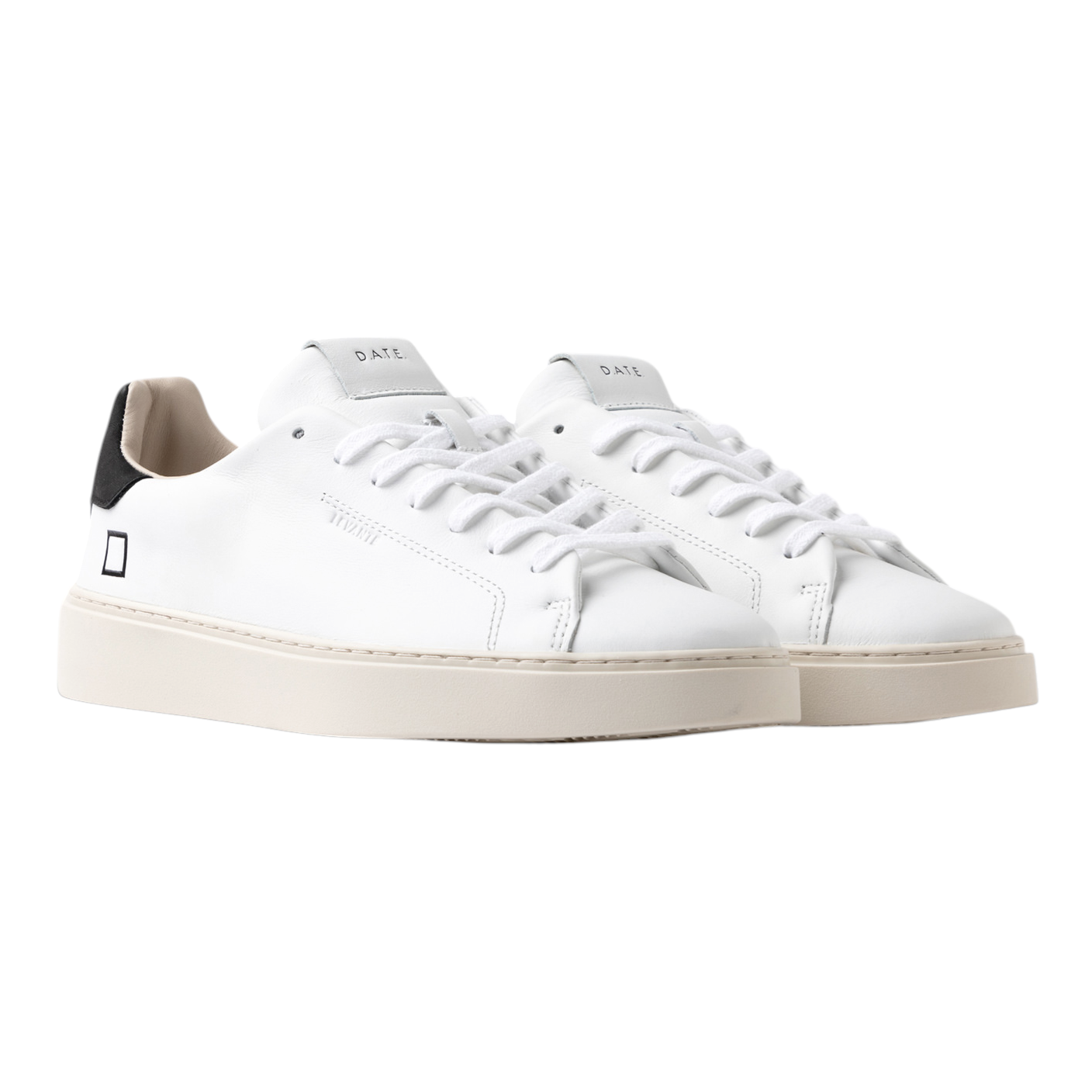 DATE Levante Calf White Black LV-CA-WB sneaker uomo in pelle bianca con talloncino nero 