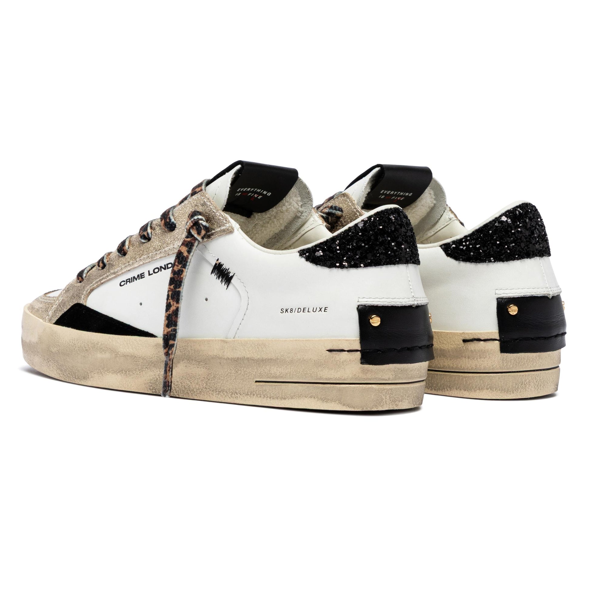 Crime London 25113 SK8 Deluxe sneaker donna in pelle bianca 