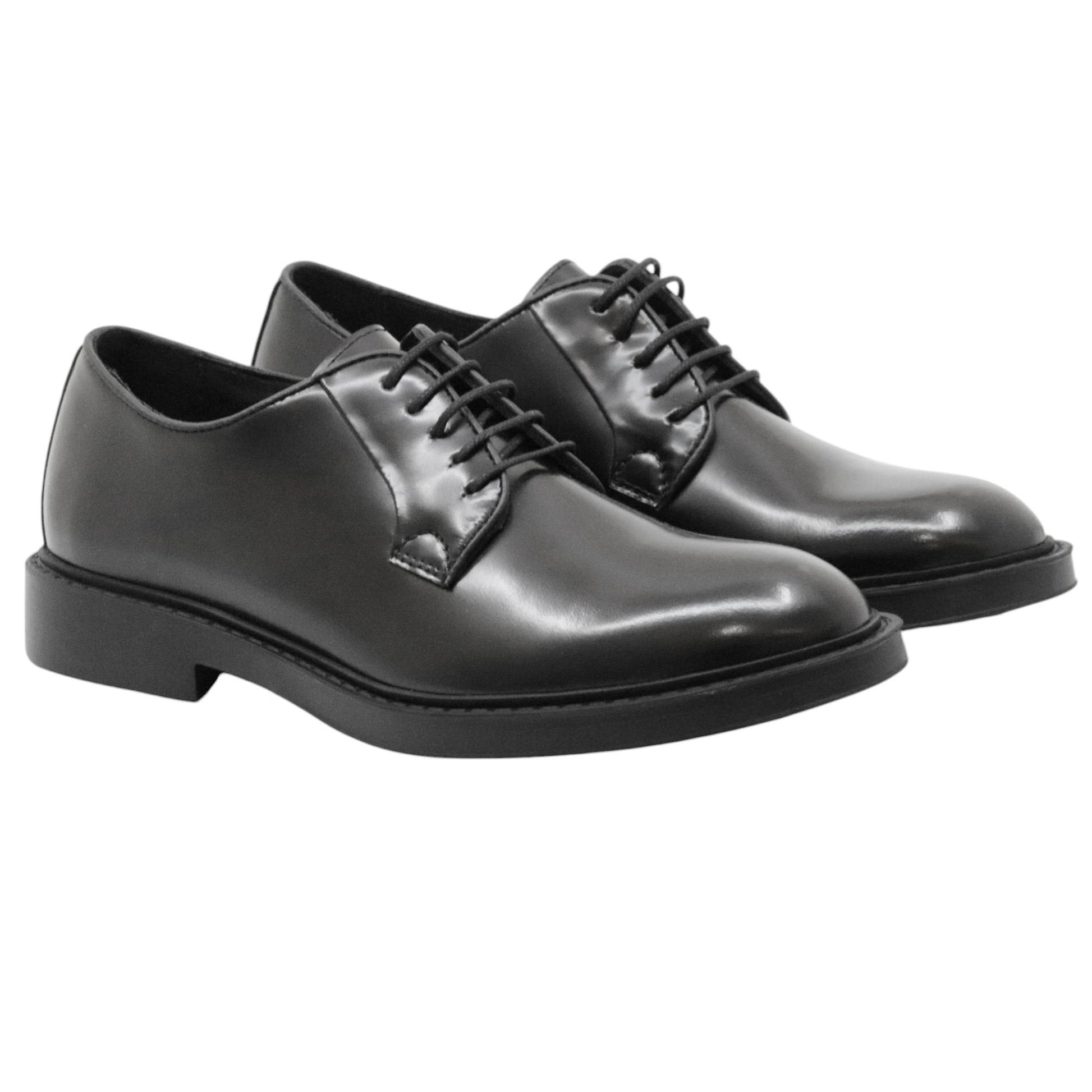 Antica Cuoieria 23050 scarpa derby uomo in pelle lucida nera 