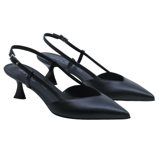 Slingback donna Sergio Levantesi Chantal23 in pelle nera 