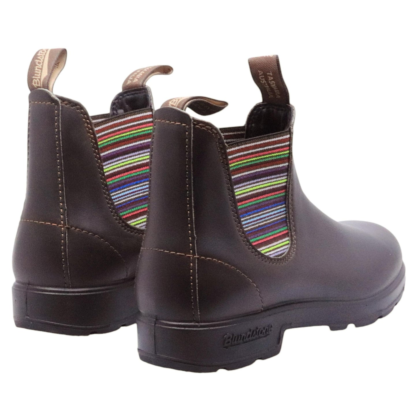Blundstone 1409 chelsea boot donna in pelle marrone con elastici multicolor 