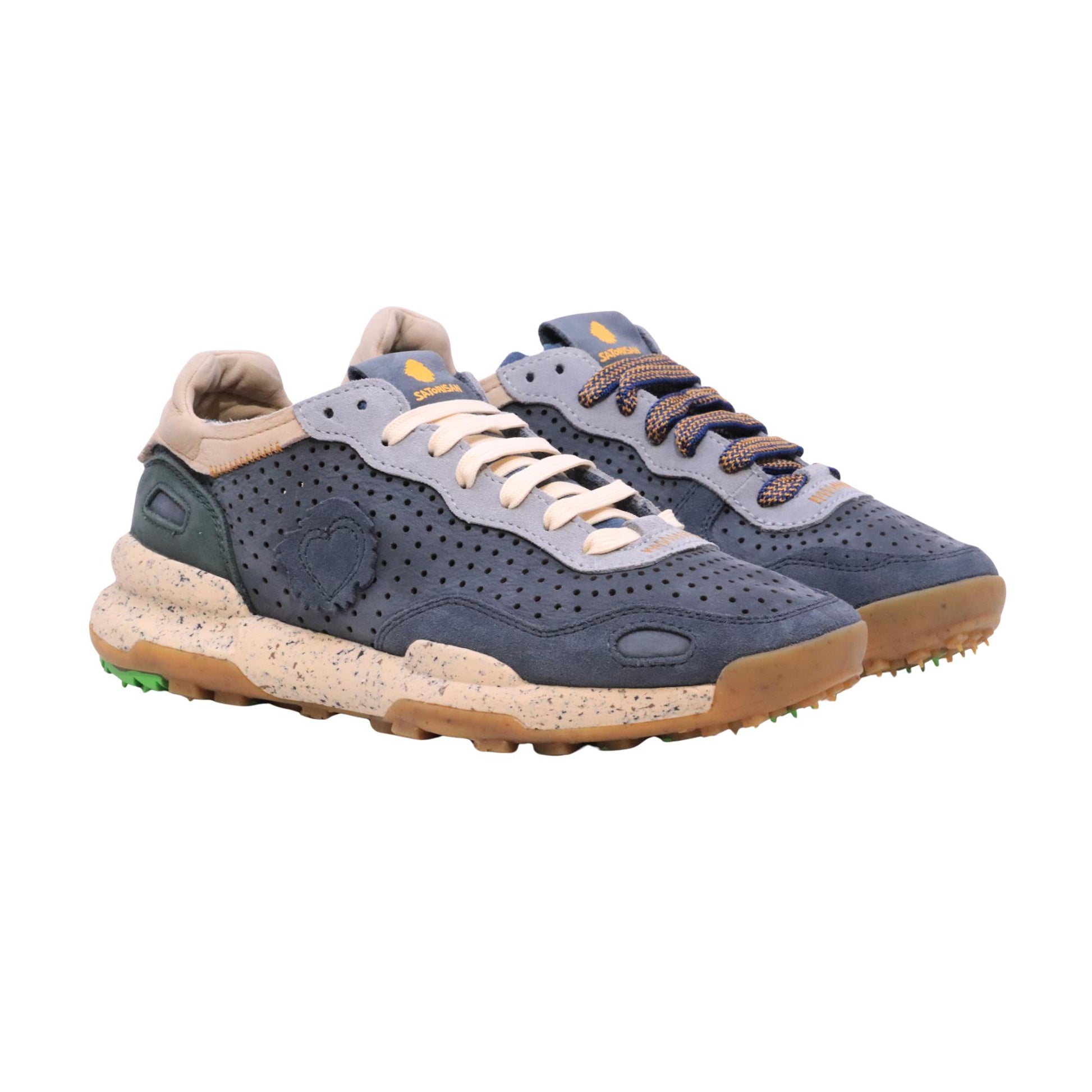 Satorisan Chacrona Laser Premium Shadowy Scales sneaker uomo in camoscio e pelle traforata 