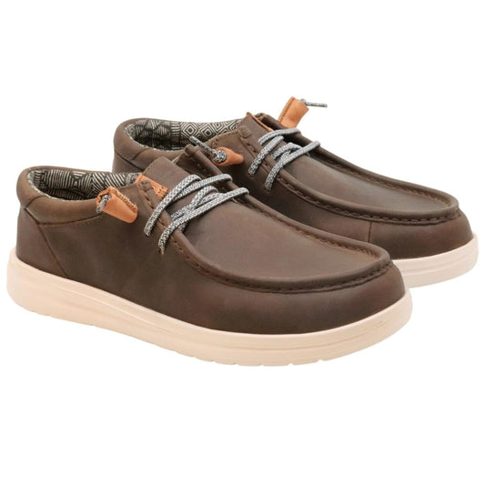 Hey Dude Wally Grip Craft sneaker uomo in pelle grigio e marrone 