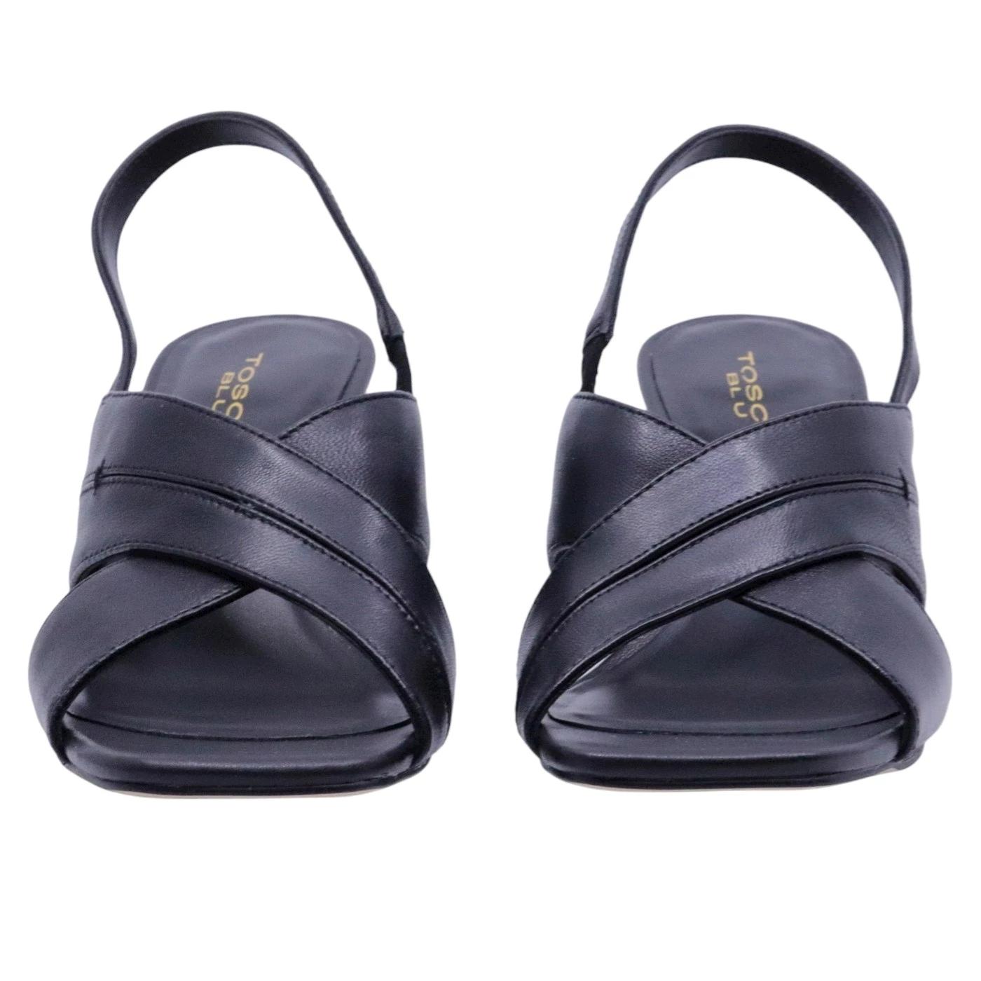 Sandalo con tacco Tosca Blu Ilaria in pelle nera 