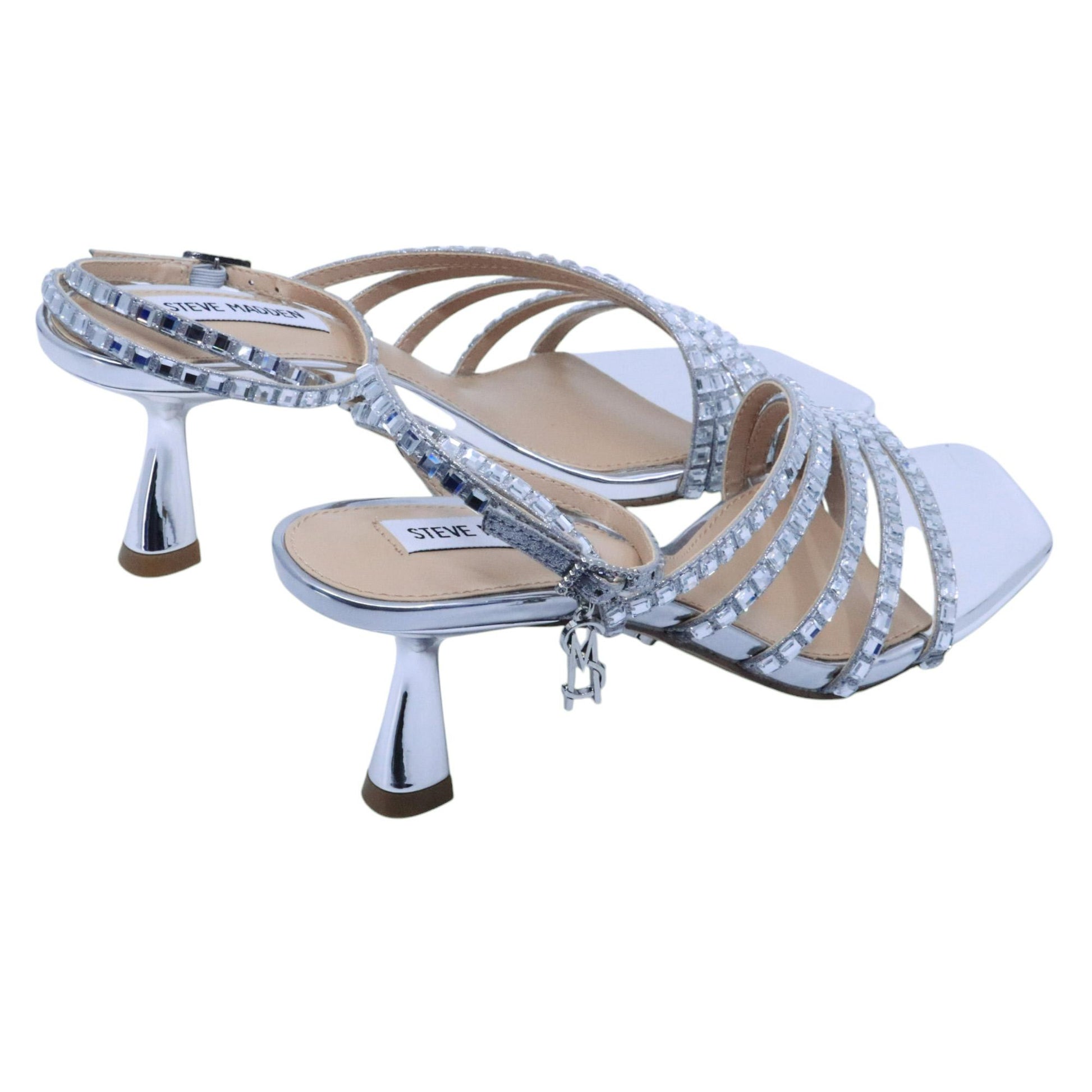 Sandalo con tacco Steve Madden Alarah in strass argento 