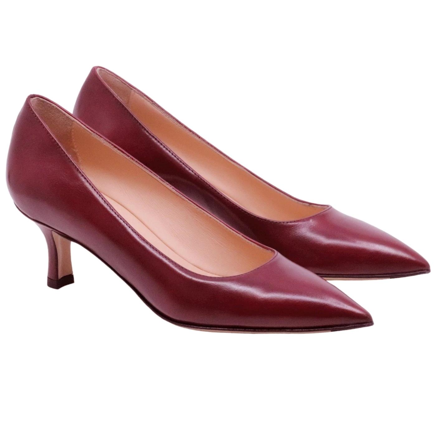 Décolleté donna Le Briella Z892 in pelle bordeaux con sfumature in nero 