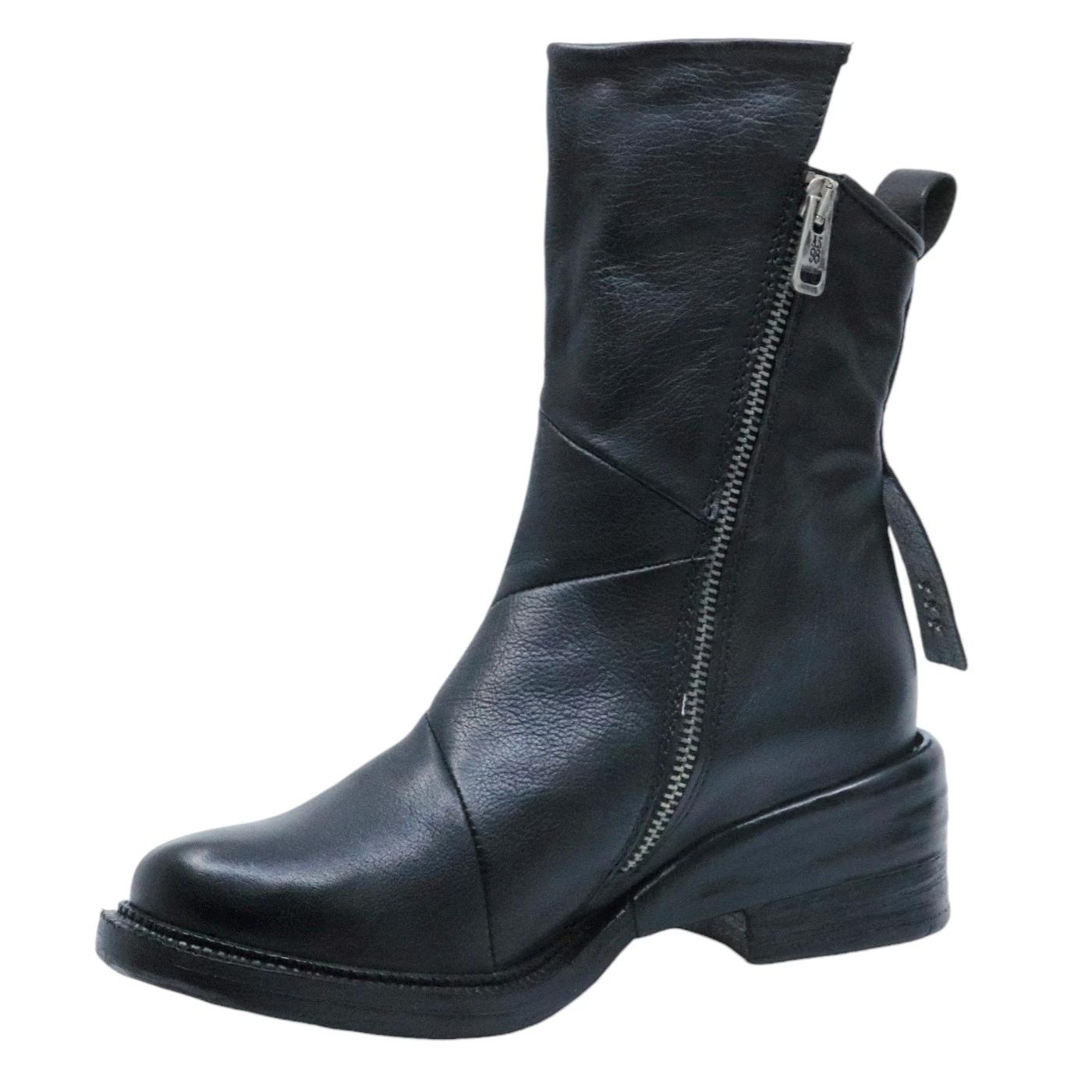 Stivaletto donna AS98 A23210 in pelle nera 