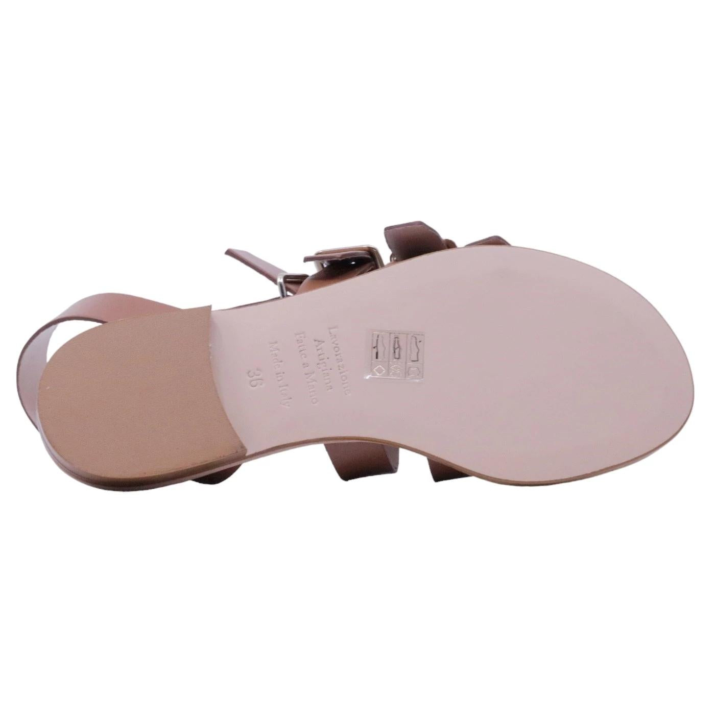 Sandalo donna Cecile 2845 in pelle cuoio con fibbie 