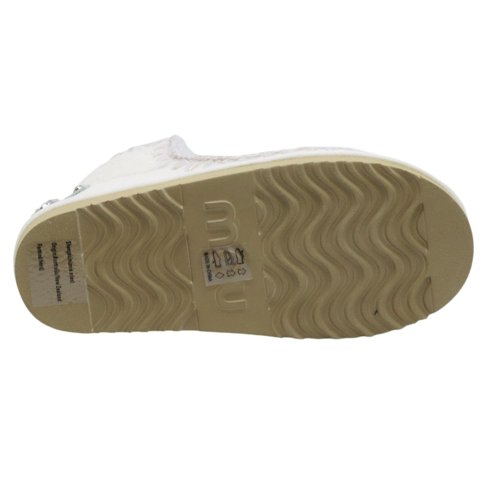 Mou Eskimo 18 rhinestones logo stivaletto donna in pelle di montone bianca 