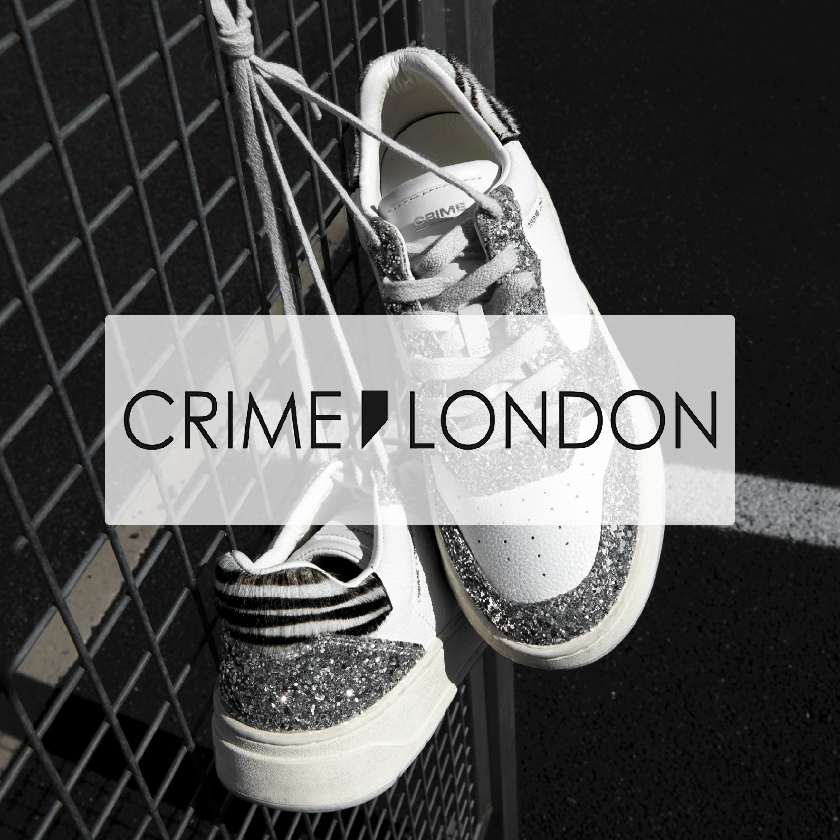 Crime London Timeless in pelle bianca e glitter